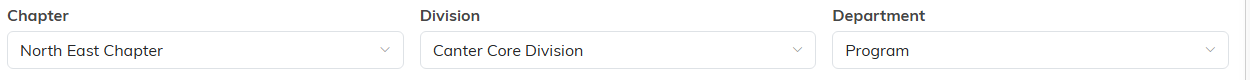 The Chapter, Division and Department dropdowns on Program Details
