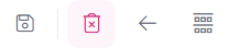 The title bar with the Save icon, the trash icon, the back arrow and the back to list icon