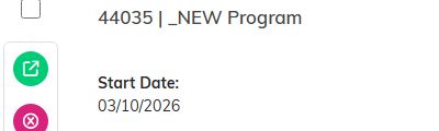 The green open arrow to the left of a program row on the Program List