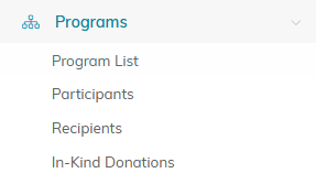 The Programs menu expanded in the left sidebar, showing Program List