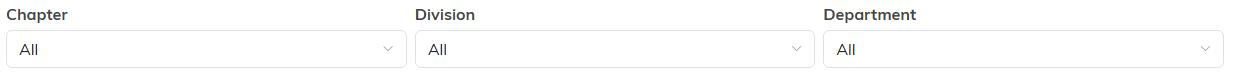 The Chapter, Division and Department filters in the Filter Programs panel