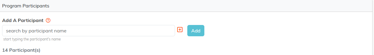 The Program Participants tab with the Add A Participant search box and the participant count