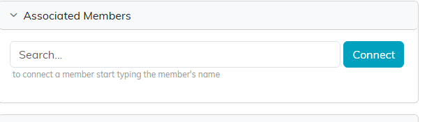 The Associated Members panel on the Program Connections tab, with a search box and a Connect button