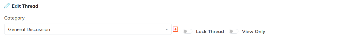 The Edit Thread panel showing the Category dropdown with the Lock Thread and View Only switches
