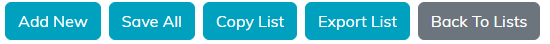 The buttons on the items panel: Add New, Save All, Copy List, Export List and Back To Lists