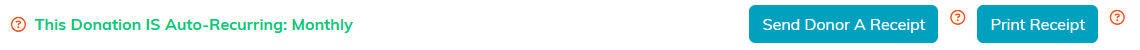 A donation reading This Donation IS Auto-Recurring Monthly, with no Make Recurring button