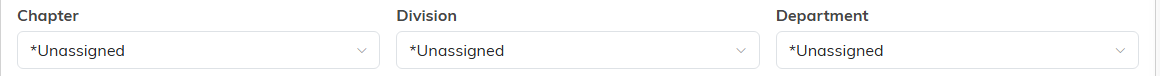 The Chapter, Division and Department dropdowns on a refund