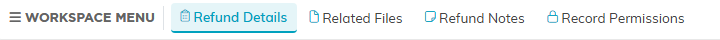 The refund workspace tabs