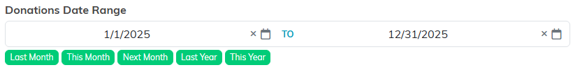 A report date range filter with quick range chips