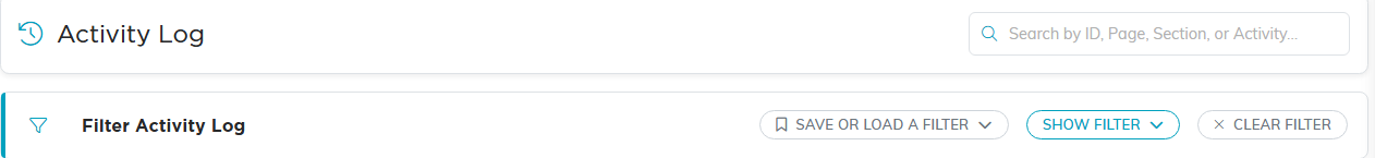The search box and filter bar at the top of a log