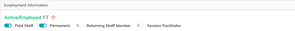 The Employment Information header showing the green Active slash Employed status