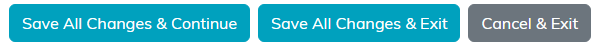 The Save All Changes and Continue, Save All Changes and Exit, and Cancel and Exit buttons