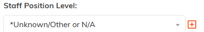 The Staff Position Level dropdown with the orange plus icon beside it