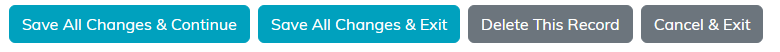 The save, delete and cancel buttons at the bottom of the record