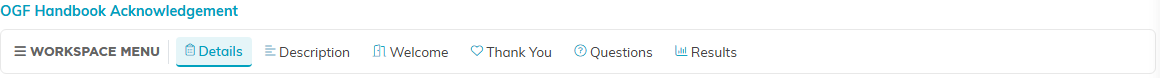 The Survey Workspace menu showing the six sections