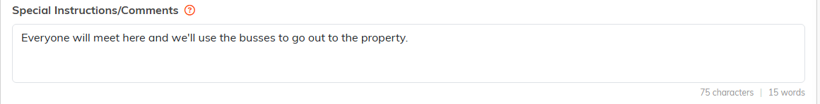 The Special Instructions and Comments field