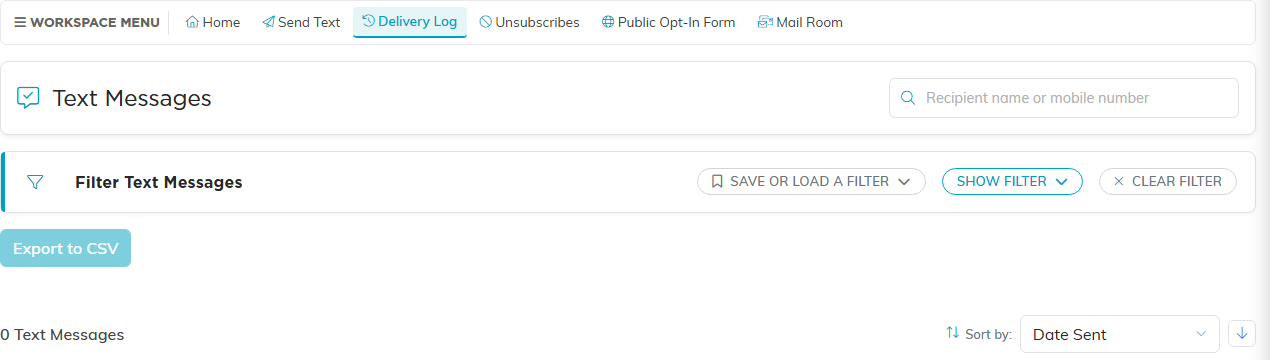 The Delivery Log tab