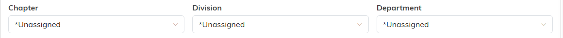 The Chapter, Division and Department dropdowns