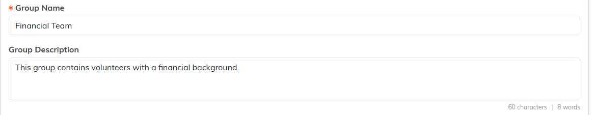 The Group Name and Group Description fields