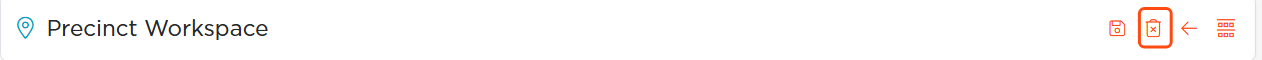 The Precinct Workspace title bar with the trash icon outlined