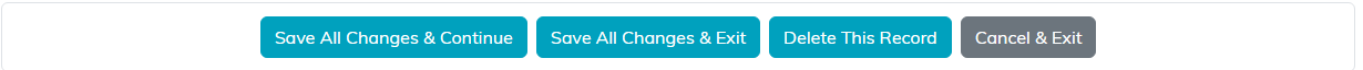 The button row with Save All Changes and Continue, Save All Changes and Exit, Delete This Record and Cancel and Exit