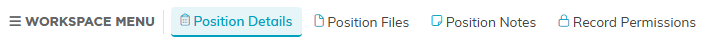 The four tabs in the Volunteer Position Workspace