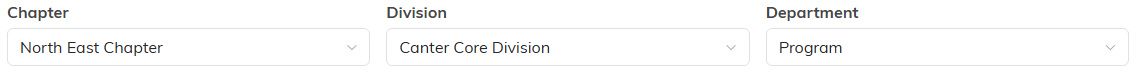 The Chapter, Division and Department dropdowns