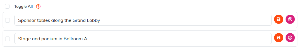 Toggle All checkbox above two checklist items