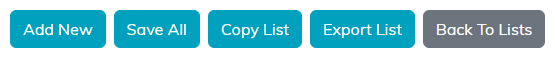 The checklist buttons: Add New, Save All, Copy List, Export List and Back To Lists