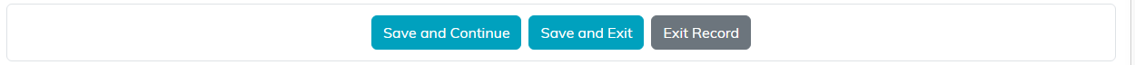 Save and Continue, Save and Exit and Exit Record buttons