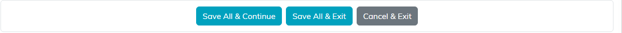 Save All and Continue, Save All and Exit and Cancel and Exit buttons
